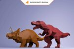 Papercraft T-Rex and Triceratops in 3D origami