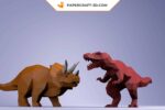 Papercraft T-Rex and Triceratops in 3D origami