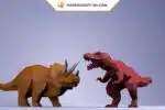 Papercraft dinossauros T-Rex e Tricerátops em origami 3D