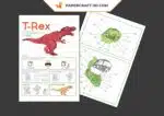Papercraft dinossauros T-Rex e Tricerátops em origami 3D