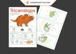 Papercraft dinossauros T-Rex e Tricerátops em origami 3D