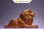 Papercraft modèle de lion assis en origami papier 3D, weergave 2