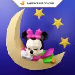 Papercraft Modèle de Minnie Bébé Dormant en Origami Papier 3D DIY