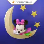 Papercraft Modèle de Minnie Bébé Dormant en Origami Papier 3D DIY, weergave 3
