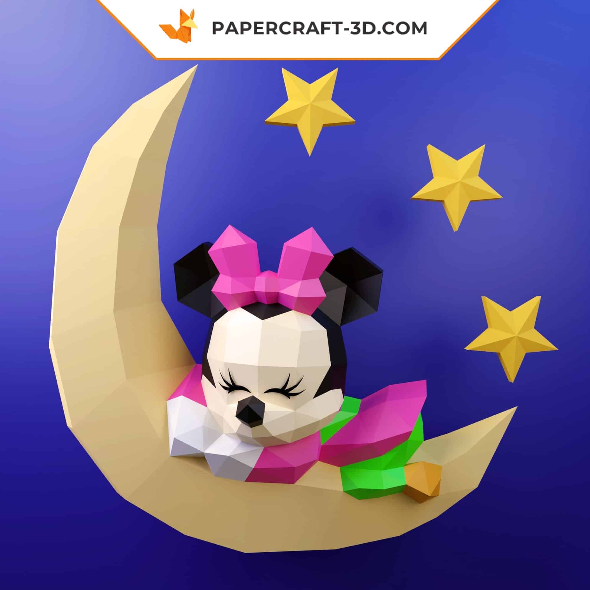 Papercraft minnie bébé dormant en origami 3D Papercraft minnie bébé dormant en origami 3D