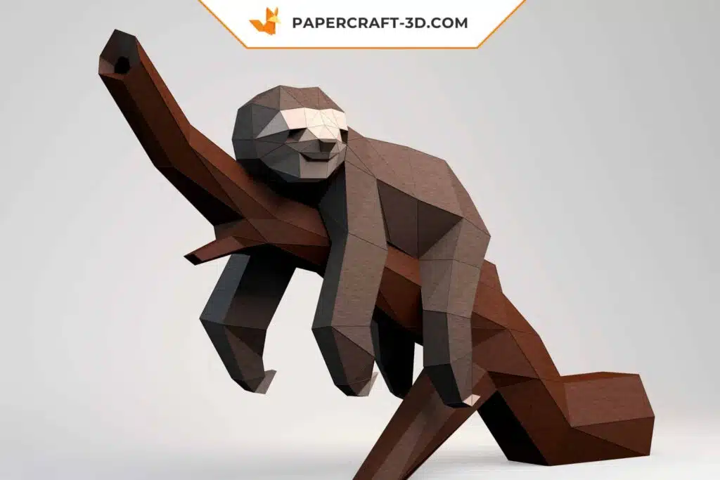 Papercraft modèle de paresseux en origami papier 3D, weergave 3