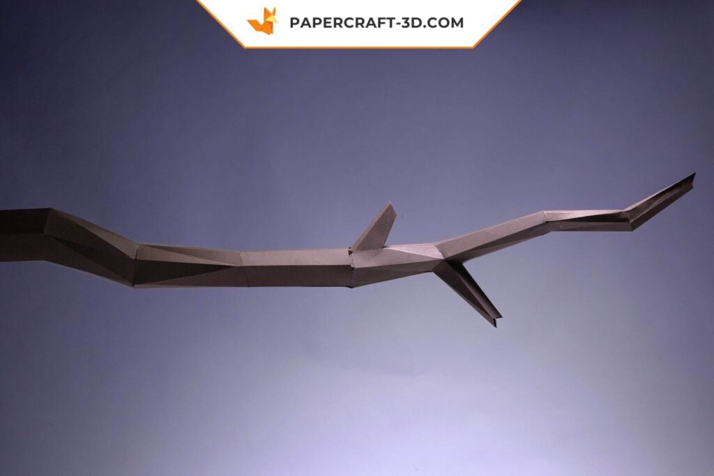 Papercraft de preguiça suspensa no galho em origami 3D