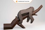 Papercraft de bicho-preguiça em origami 3D
