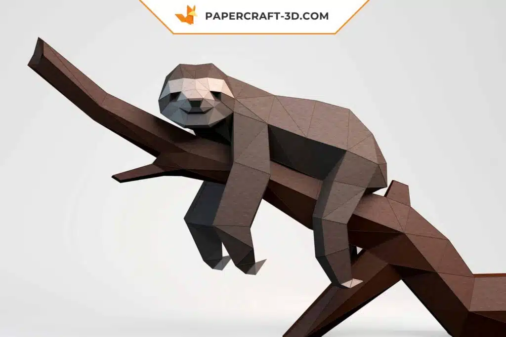 Papercraft modèle de paresseux en origami papier 3D