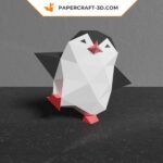 Papercraft dancing penguin in 3D origami