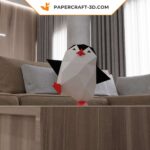 Papercraft dancing penguin in 3D origami