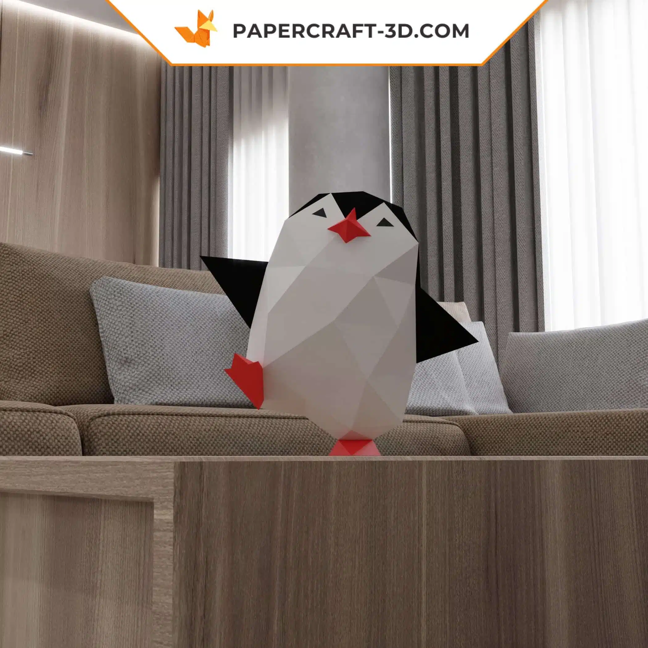 Papercraft modèle de pingouin dansant en origami papier 3D