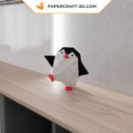 Papercraft dancing penguin in 3D origami