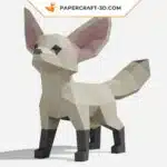 Papercraft modèle de renard Fennec en papier 3D origami, weergave 2