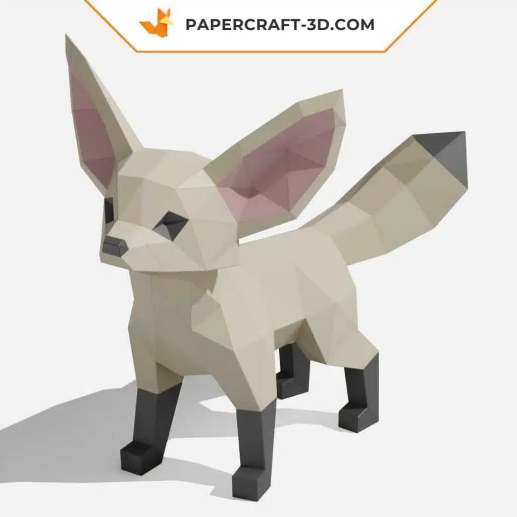 Papercraft renard Fennec en origami 3D