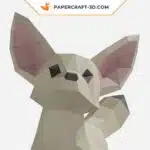 Papercraft modèle de renard Fennec en papier 3D origami, weergave 5