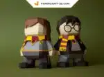 Papercraft modèle de sorcier 3D en origami papier, kit DiY au format SVG et DXF, weergave 5