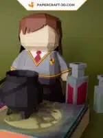 Papercraft modèle de sorcier 3D en origami papier, kit DiY au format SVG et DXF, weergave 6