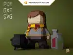 Papercraft modèle de sorcier 3D en origami papier, kit DiY au format SVG et DXF