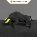 Papercraft de touro negro em origami 3D