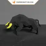 Papercraft toro negro en origami 3D, vista 2