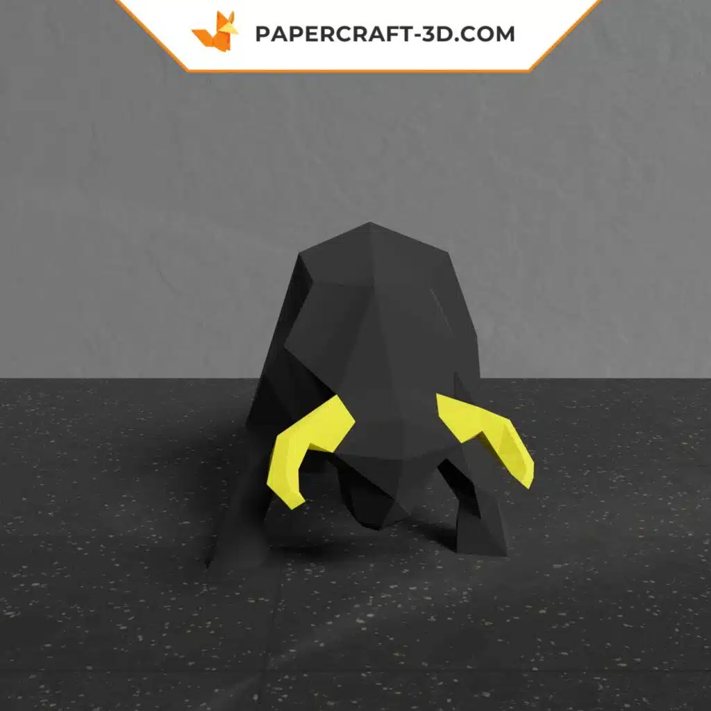 Papercraft toro negro en origami 3D, detalle