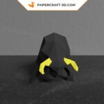 Papercraft de touro negro em origami 3D