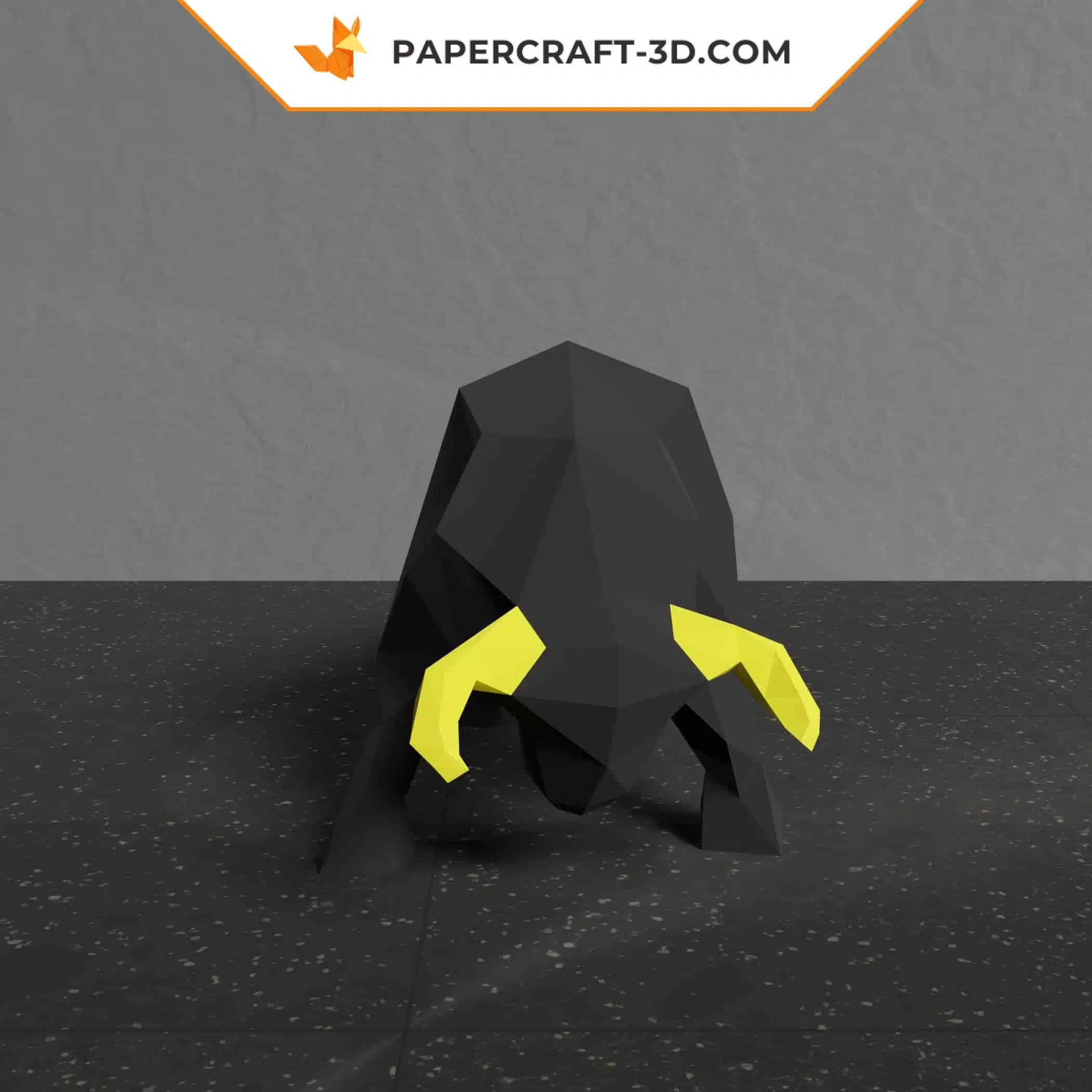 Papercraft black bull in 3D origami