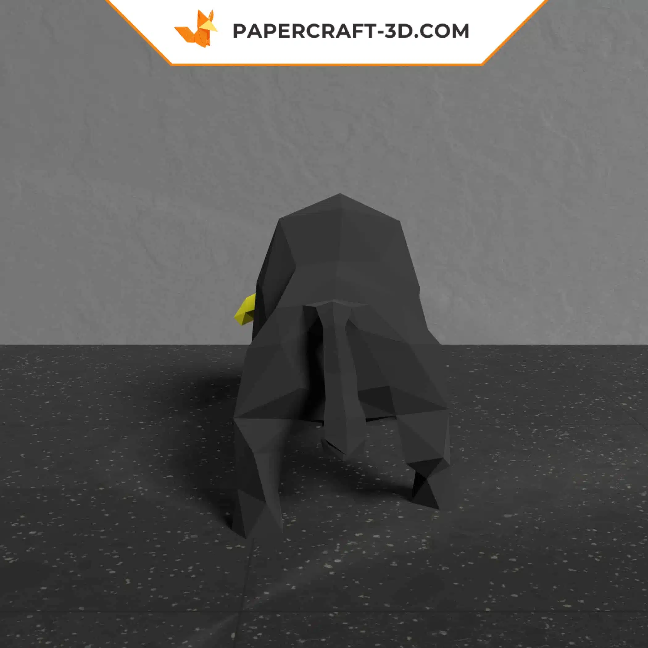Papercraft toro negro en origami 3D, vista posterior