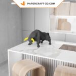 Papercraft de touro negro em origami 3D