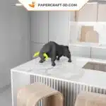 Papercraft toro negro en origami 3D, montado