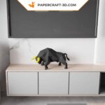 Papercraft de touro negro em origami 3D