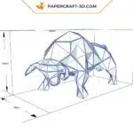 Papercraft toro negro en origami 3D, detalle, vista 2