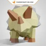Papercraft modèle de Triceratops mignon en origami papier 3D, weergave 2
