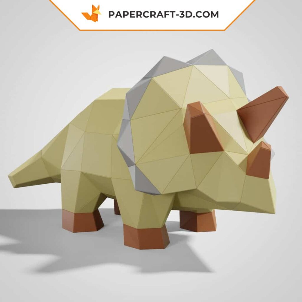 Papercraft bebê Triceratops em origami 3D