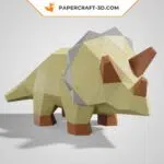 Papercraft modèle de Triceratops mignon en origami papier 3D