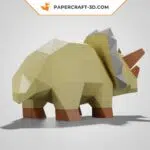 Papercraft modèle de Triceratops mignon en origami papier 3D, weergave 3