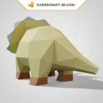 Papercraft modèle de Triceratops mignon en origami papier 3D, weergave 4