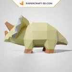 Papercraft modèle de Triceratops mignon en origami papier 3D, weergave 5