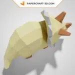 Papercraft modèle de Triceratops mignon en origami papier 3D, weergave 6