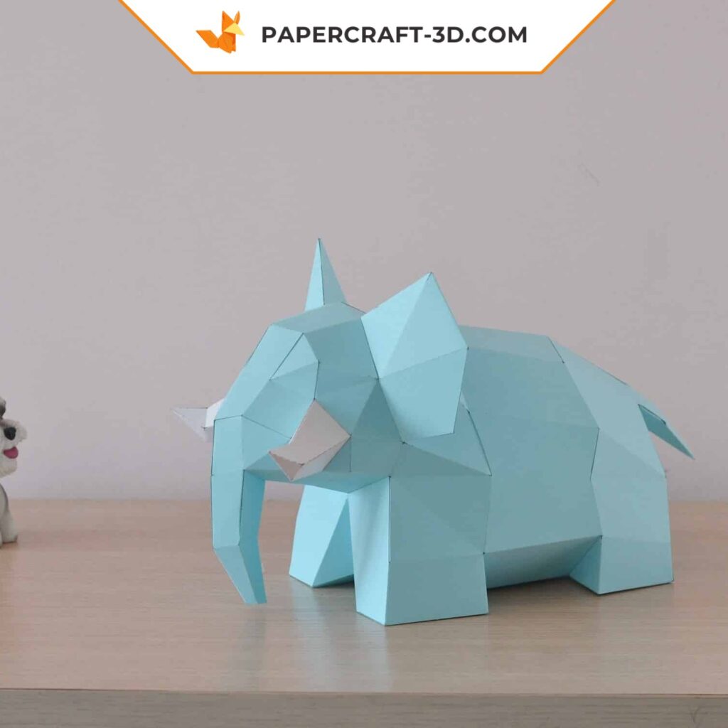 Papercraft de elefante adorable en origami 3D