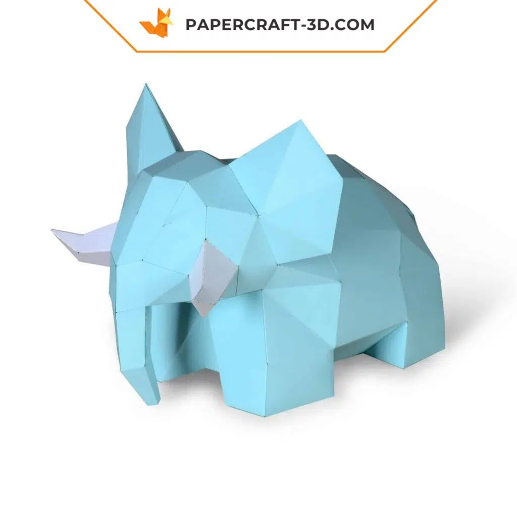 Niedlicher Elefant als 3D-Origami-Papercraft