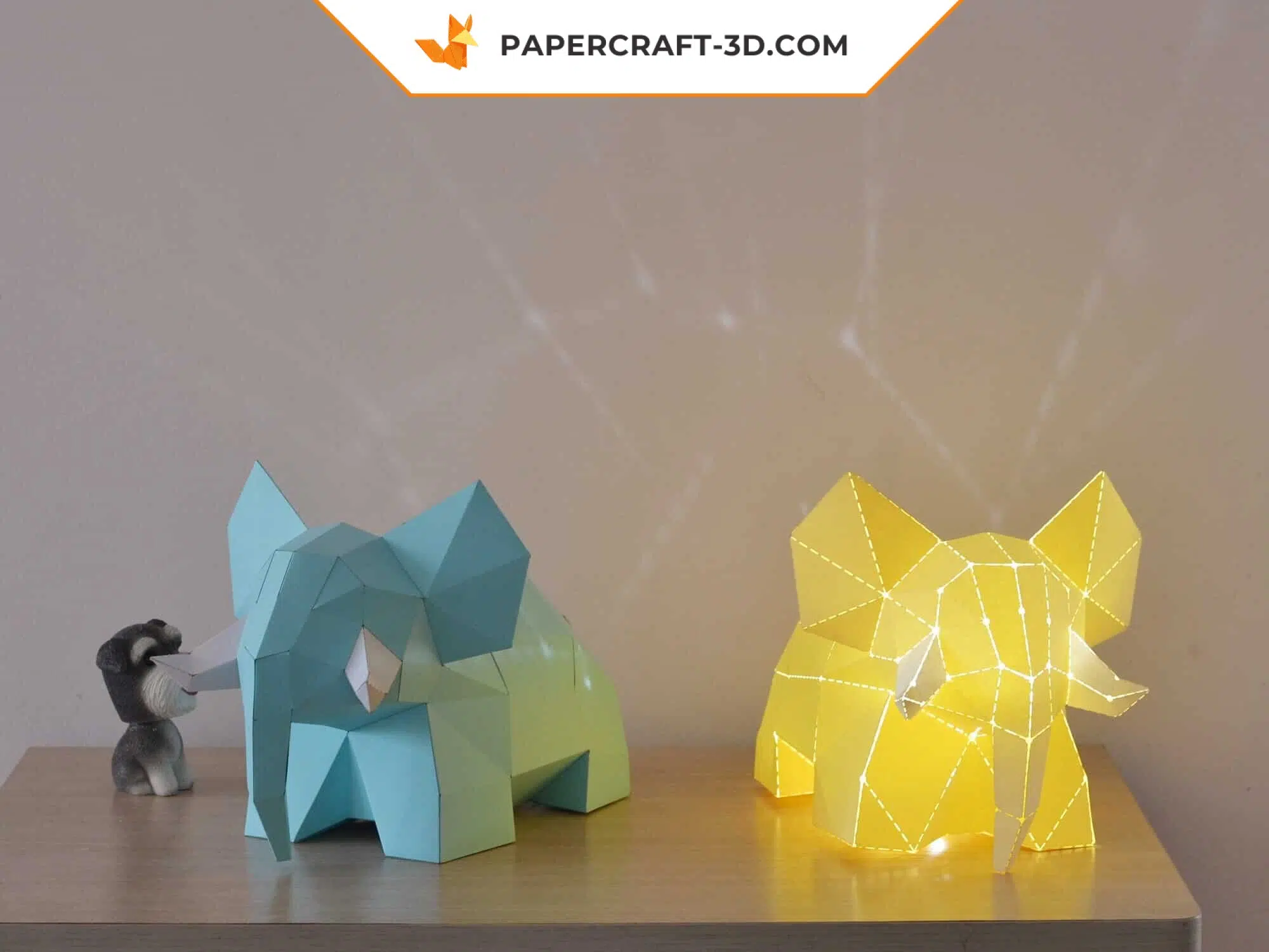 Papercraft di elefante carino in origami 3D, montato