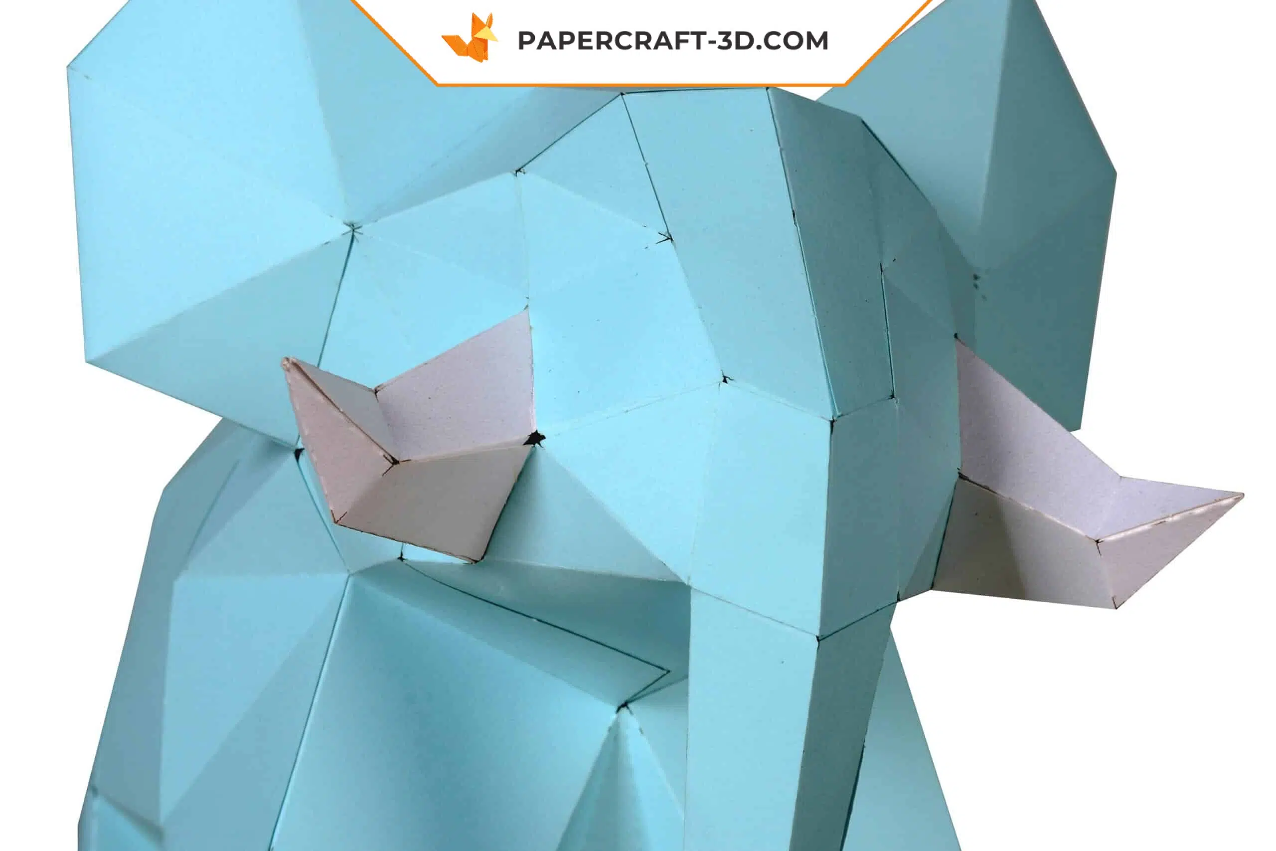 Papercraft di elefante carino in origami 3D, dettaglio