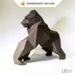 Papercraft de Gorila marrón en origami 3D