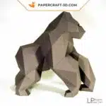 Papercraft de Gorila marrón en origami 3D