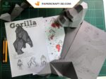 Papercraft of King Kong gorilla in 3D origami