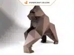 Papercraft de Gorila marrón en origami 3D