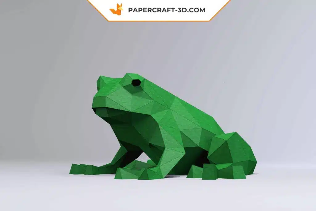 Papercraft di rana verde scuro in origami 3D
