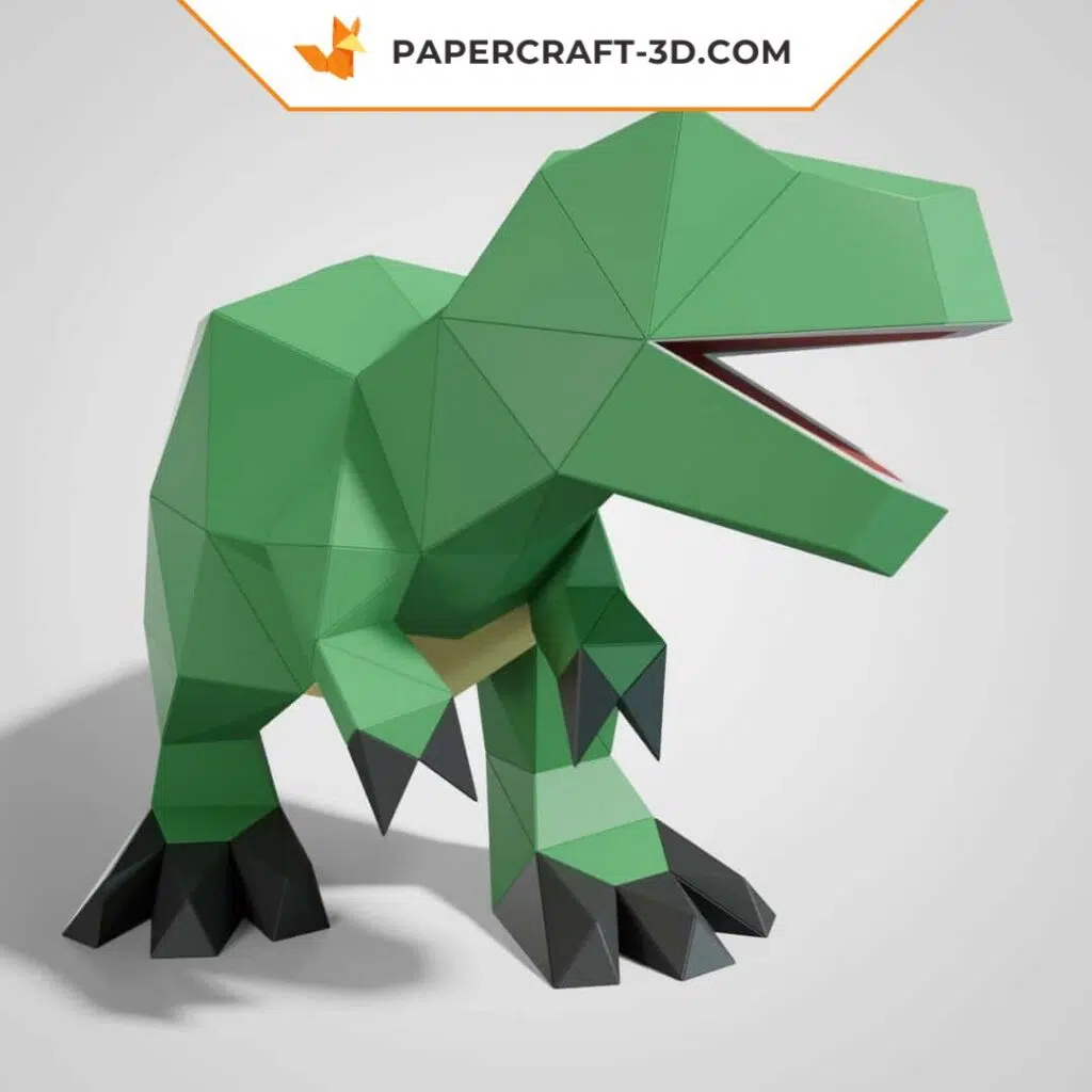 Papercraft modèle T-rex mignon en origami papier 3D, weergave 2